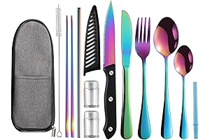 Rainbow Stainless Steel Picnic Cutlery Set: Your Perfect Dining Companion for On-the-Go Adventures