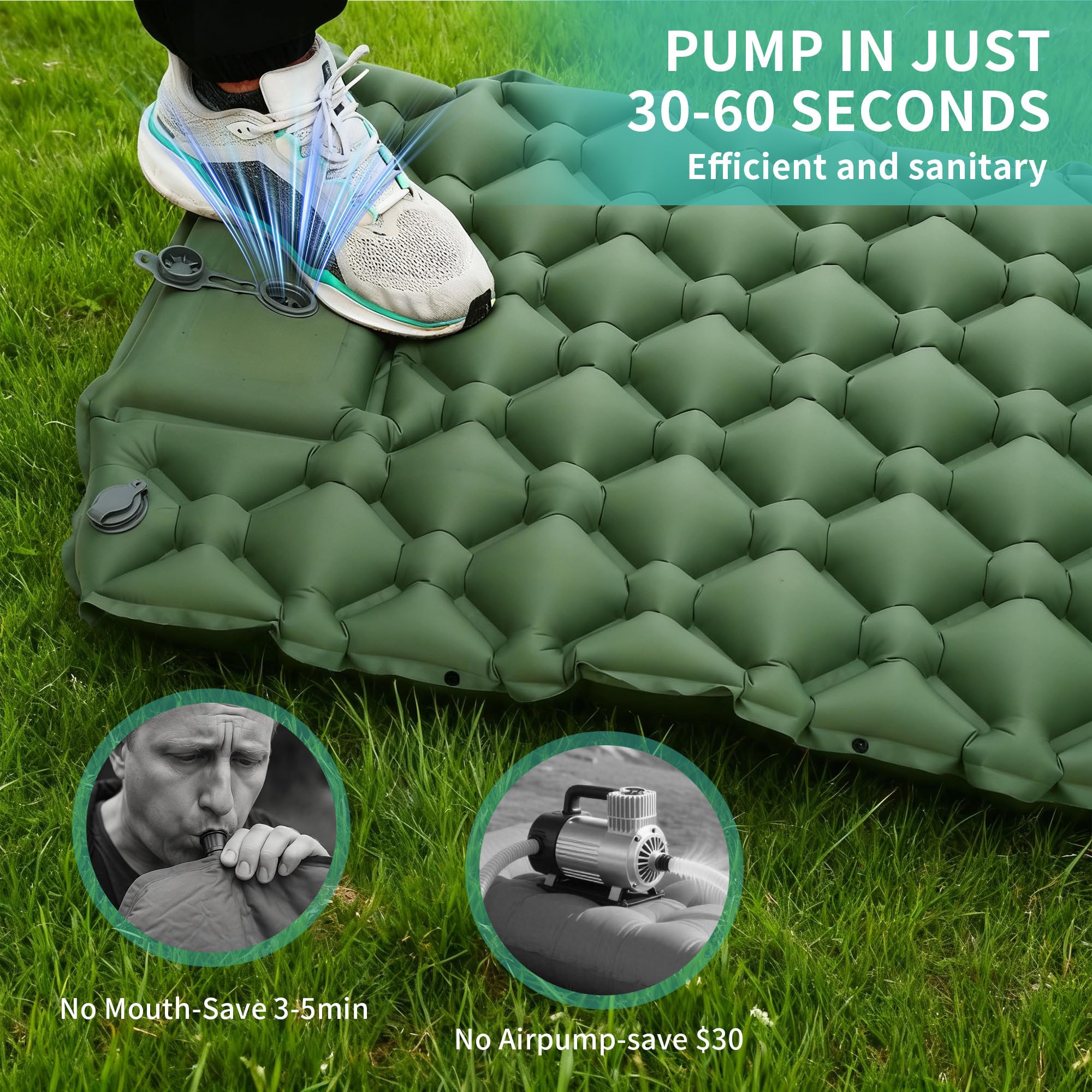 JIYANA Matelas Camping Portable Ultraléger, Matelas Autogonflant 1 Personne Camping, Tapis de Sol Camping, Matelas Gonflable 1 Personne Polyvalent pour Voyage, Plage, Randonnée et Séjour en Plein Air