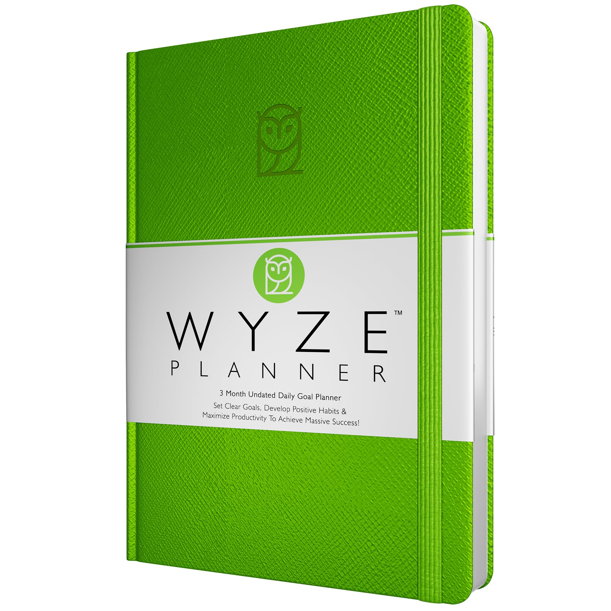 Wyze Planner Planer celów na 3 miesiące. Zwiększ produktywność i osiągaj cele osobiste i biznesowe. Niedatowany dziennik, tygodniowy i miesięczny organizer z kalendarzem (limonkowy zielony)