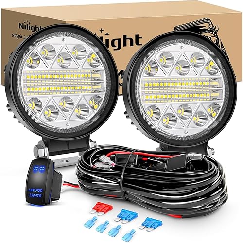 Miniatura 16 de Nilight - Cápsulas de luz LED cuadradas de 4 pulgadas, 48 W, 2 piezas, lámpara de trabajo para tractor, vehículos todo terreno, ATV, UTV, barco LED