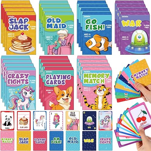 Miniatura 7 de Zubebe Paquete de 42 juegos de cartas para niños, operación a granel, juego de cartas clásico de Navidad para niños, incluye Go Fish, Old Maid,