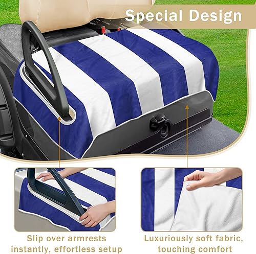 Miniatura 2 de YOKYHOM Fundas de asiento de carrito de golf, manta azul anti-calor para asiento de carrito de golf con agujeros, se adapta a la mayoría de EZGO,