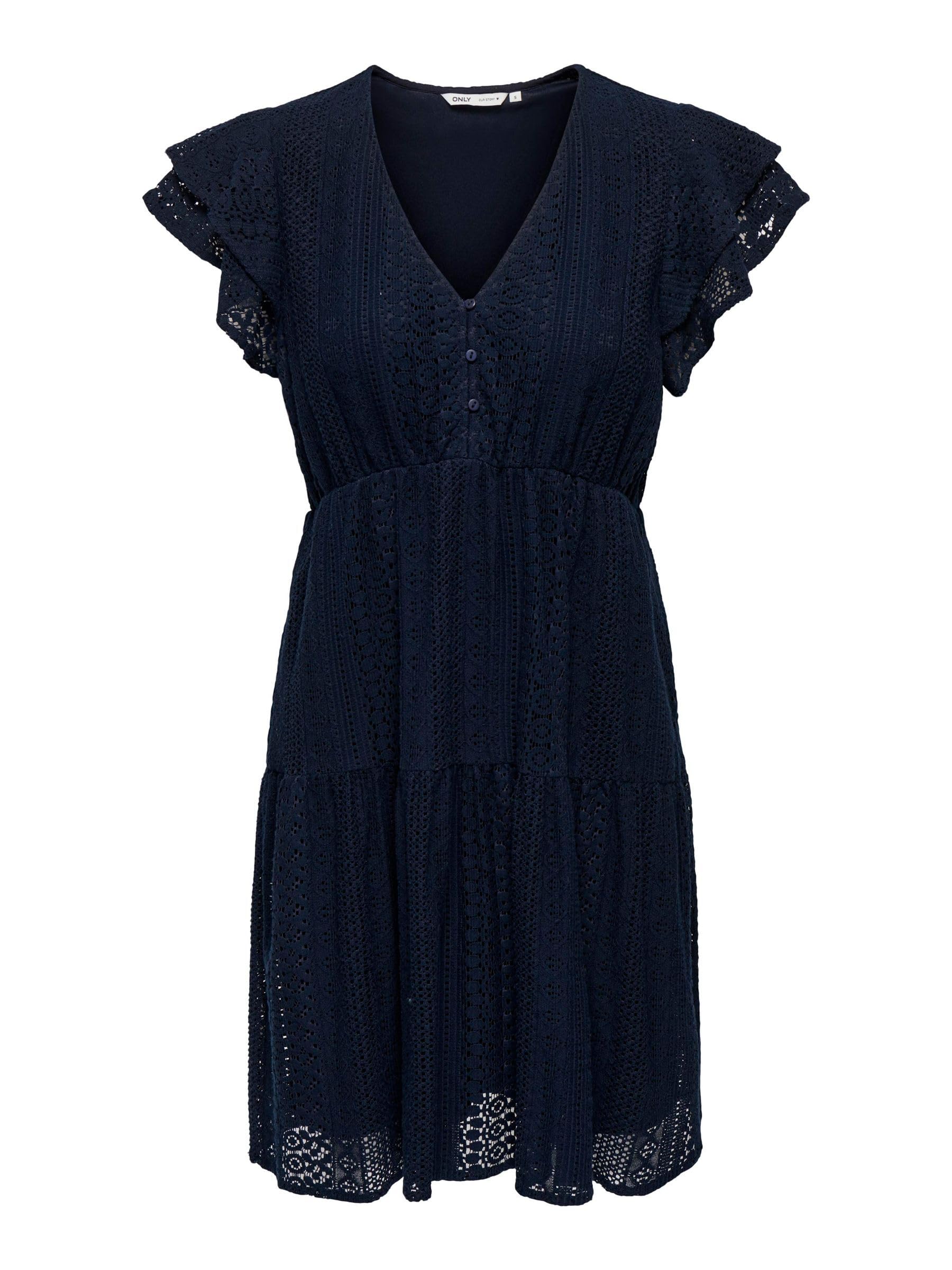 ONLY Women's Onlhelena Lace Capsl Dress WVN Noos Summer Dress, Blue 2, M