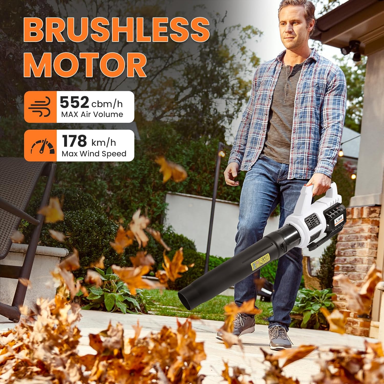 LIGO Cordless Leaf Blower with Brushless Motor, High CFM Turbo Airflow, Lightweight Handheld Design & 4.0Ah Battery - Dual Use for Lawn Care, Yard Debris, and Light Snow Removal