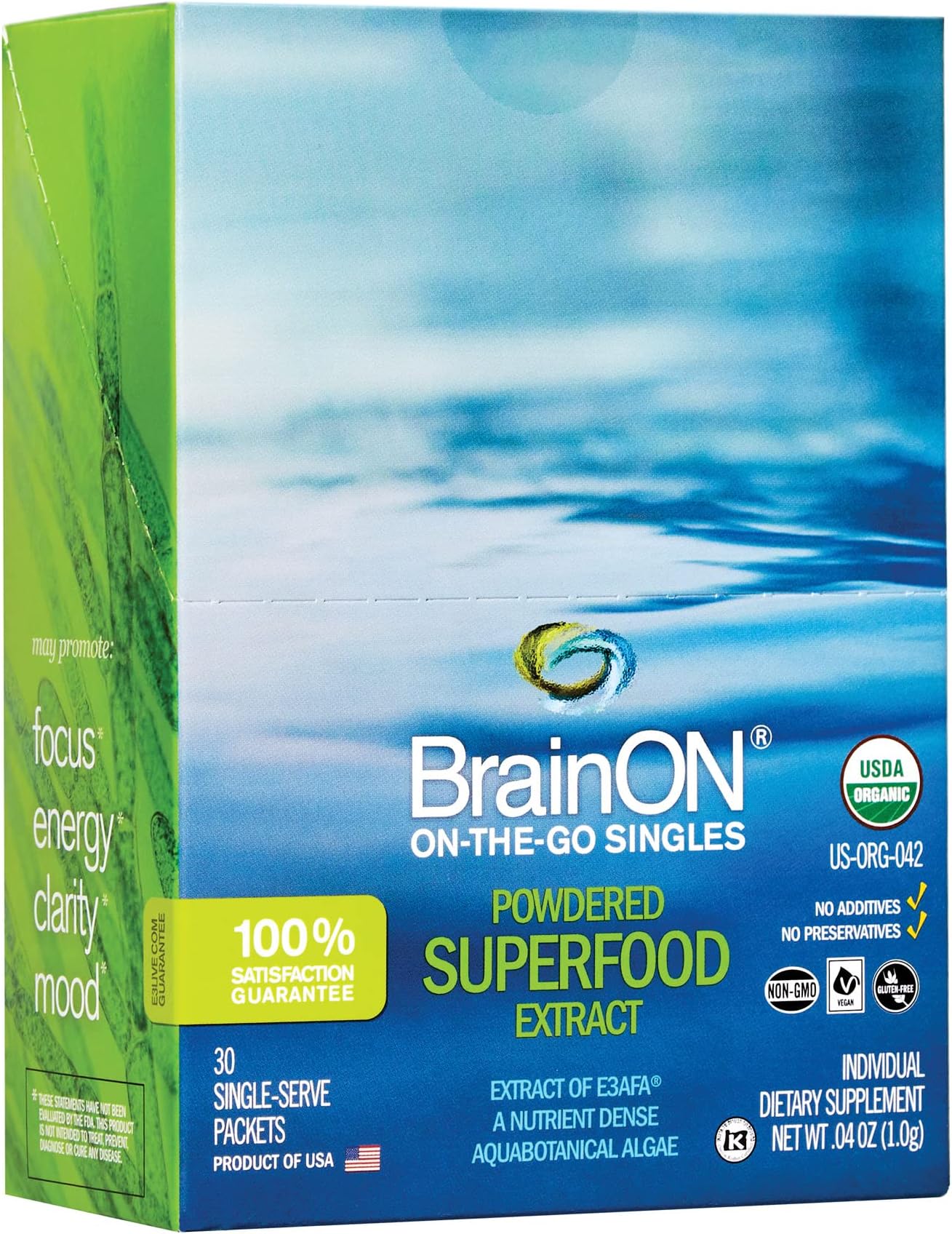 E3Live BrainOn On-The-Go-Singles, 30 Count, 1 Gram