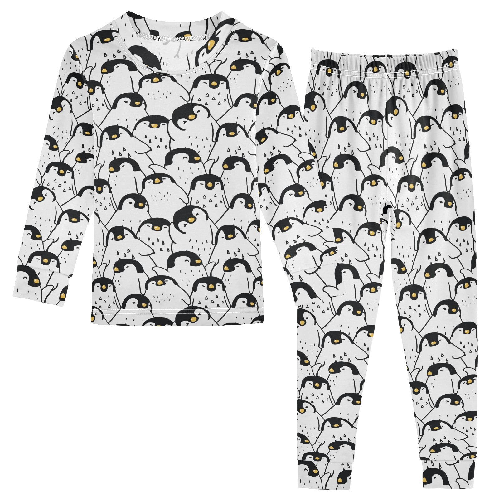 JHKKU Penguin Pajamas Set Cotton 2 Piece Soft Comfy Pjs Long Sleeve Lounge Sleepwear 24M