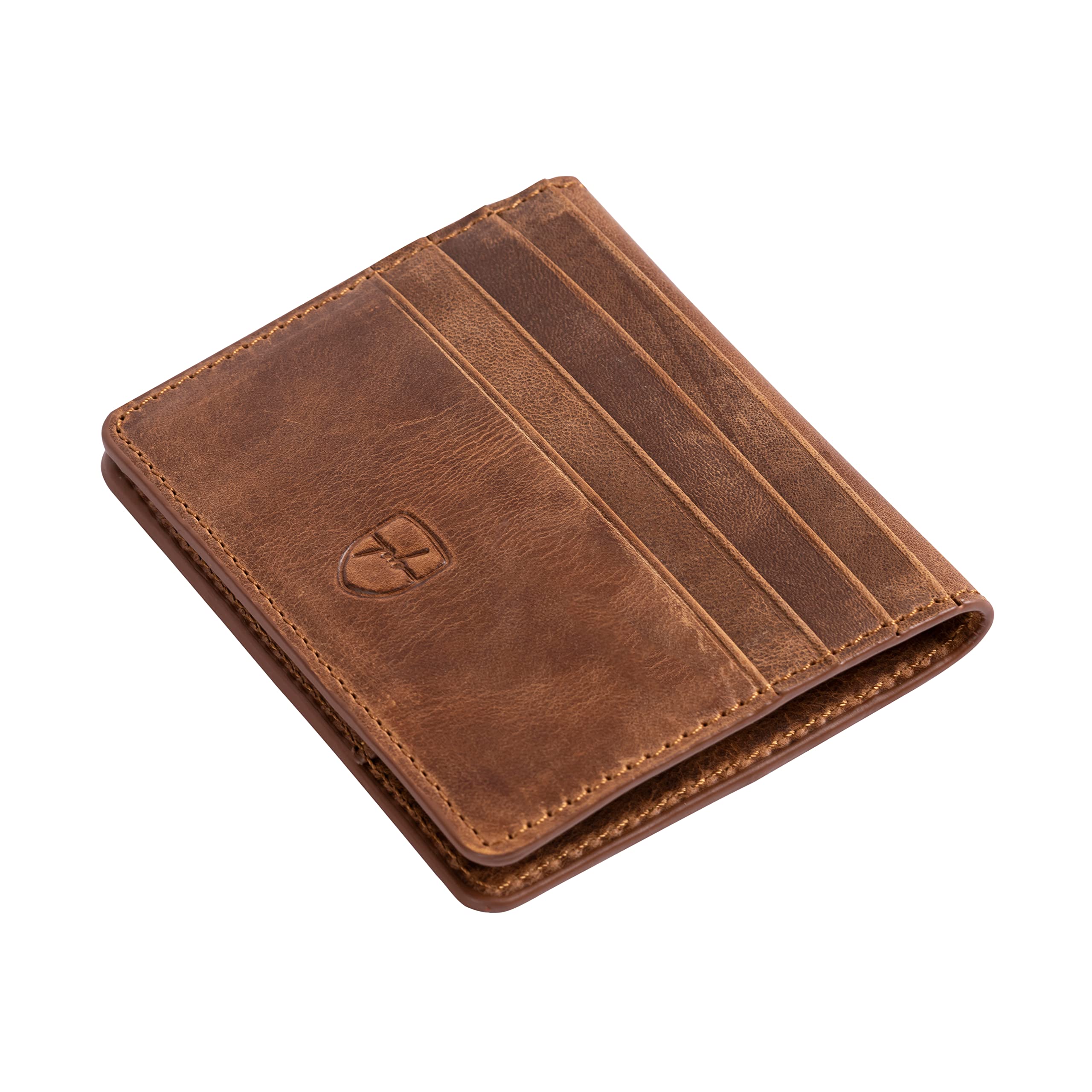 PELLE BORSETTACrazy Genuine Leather Credit Card Holder Wallet For Men Slim Minimalist Cash 0rganizer Small Best Gifts (Brown)