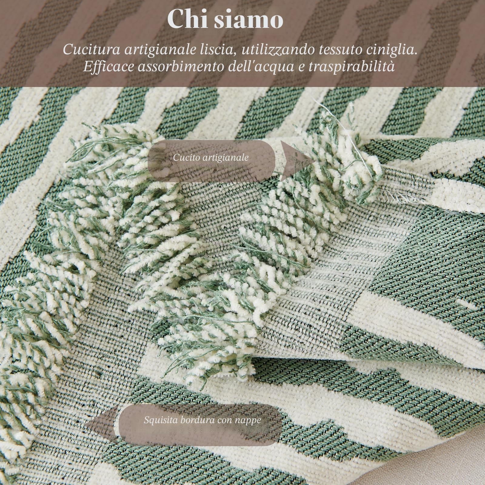 Copridivano, Copridivano Universale Quattro Stagioni, Copritutto per Divano Arredamento per La Casa, Coperta per divano in Ciniglia con Frangia Delicata 180 * 380cm-Verde