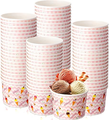 Zopeal 50 tazones desechables de helado de 9 onzas para alimentos calientes o fríos, cuencos desechables de helado, helados, frutas, tazas de papel