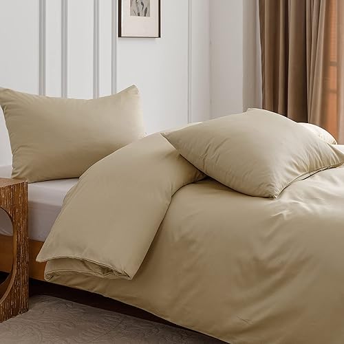 Miniatura 8 de HeimenAogo Juego de funda de edredón de algodón egipcio tamaño King tejido satinado suave y transpirable con cierre de cremallera algodón de fibra