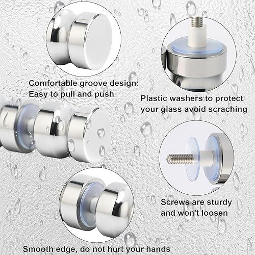Miniatura 5 de Alise Manija de puerta de vidrio para ducha, perilla de puertas corredizas de ducha, piezas de repuesto de hardware de tracción trasera a espalda,