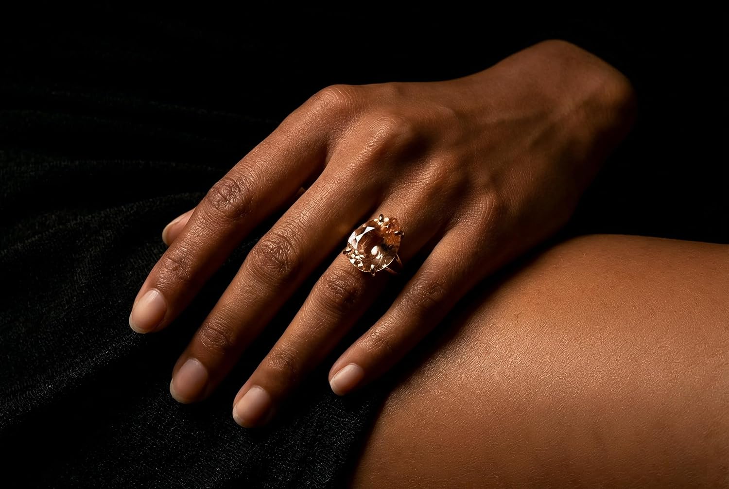 Pear Morganite Ring - Handmade Fashion Jewelry, Engagement, Statement Ring for Women - Large Gemstone Ladies Jewelry - Customizable Material - with Box