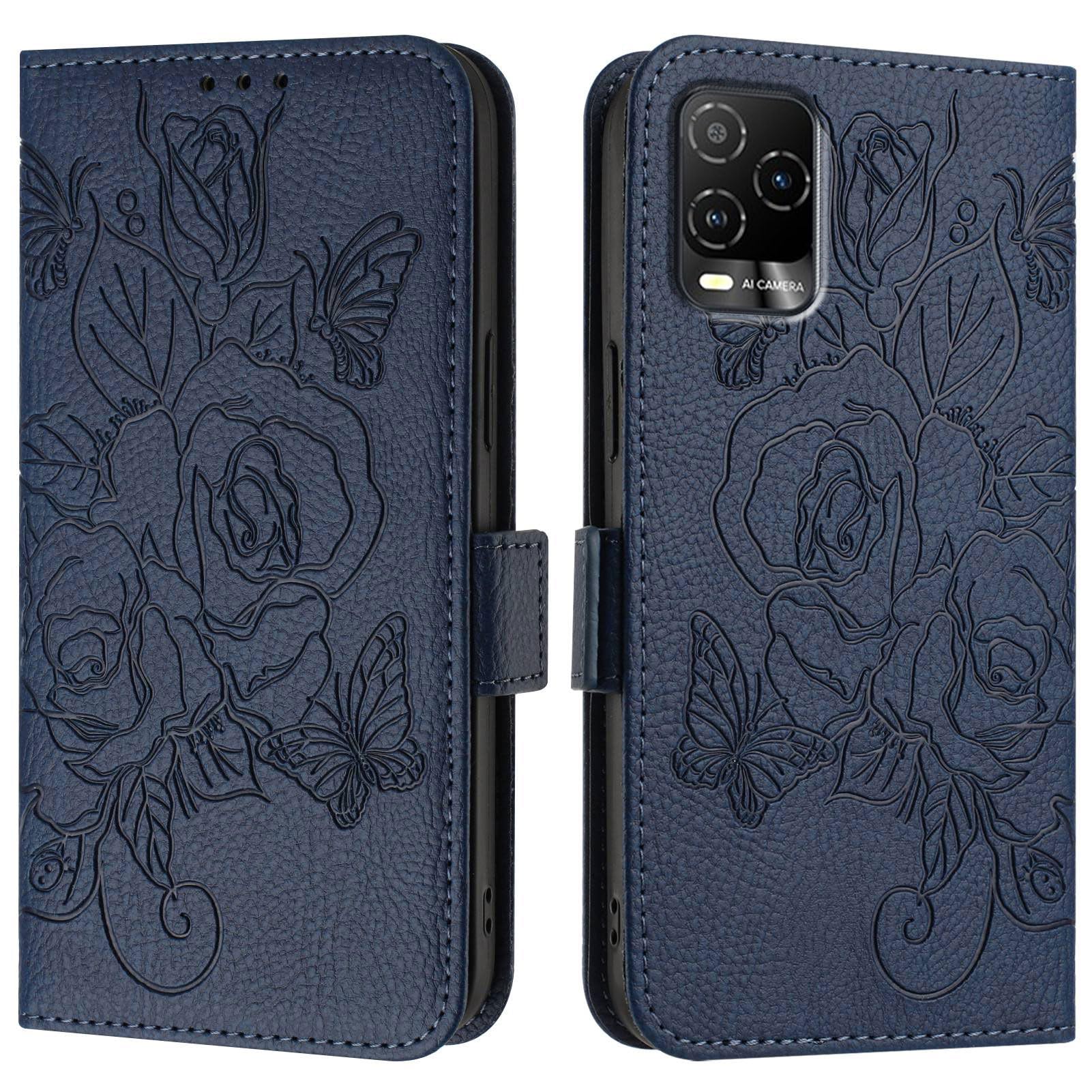Funda para teléfono BLU View 5 Pro y protector de pantalla, bloqueo RFID, ranura para tarjetas, función atril en relieve, funda para teléfono celular BLU View5 Pro B170D View5Pro View 5Pro,