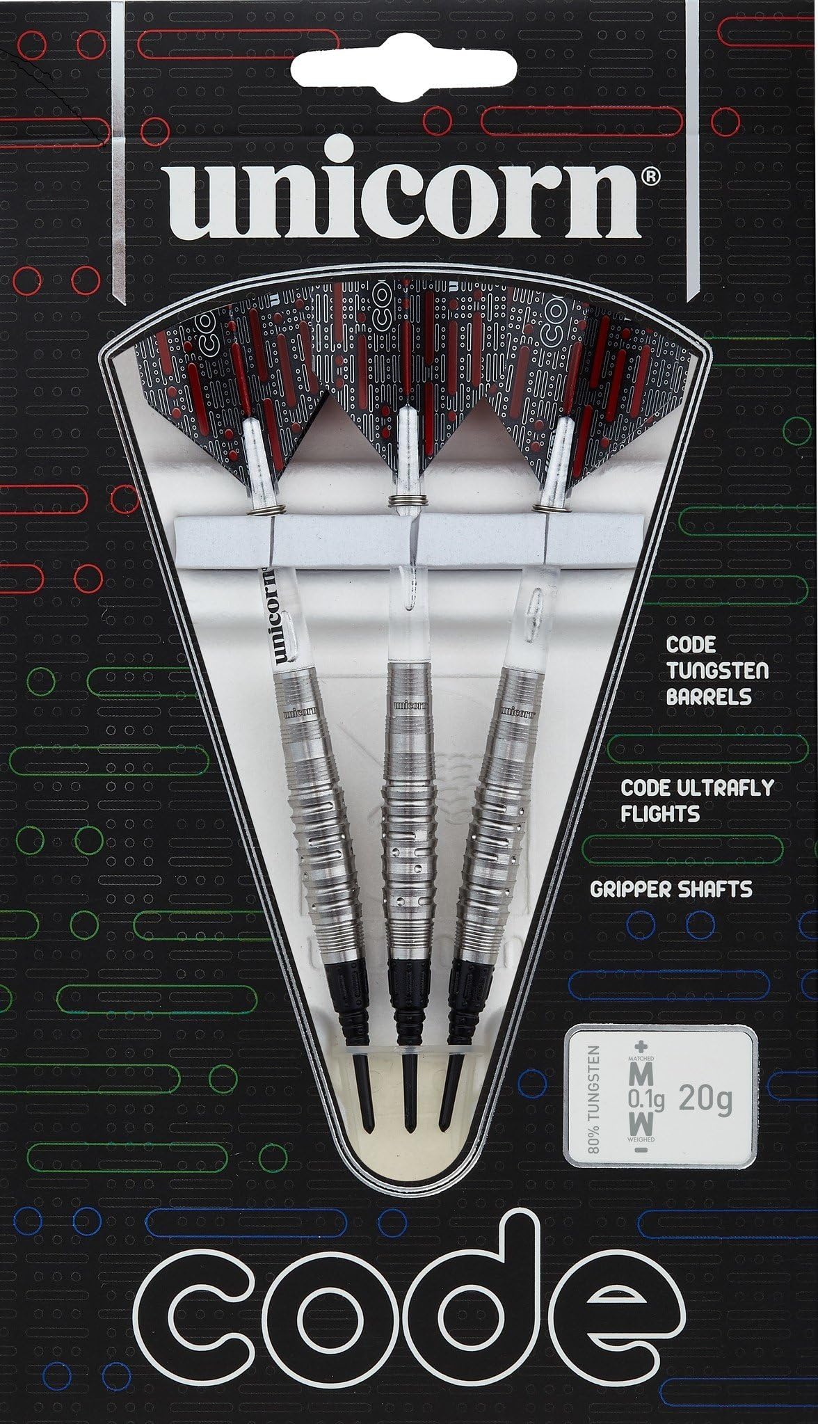 Unicorn Darts Code Red Soft Tip Dart Set, Black/Red, 18G — image 1