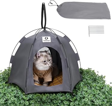 Cat Houses for Indoor Cats Cat Tent Outdoor Pet Supplies, 23.6" 23.6" 16.8" Pop Up Cat Tent Foldable House No Assemble Kitten Bed Cat Cave