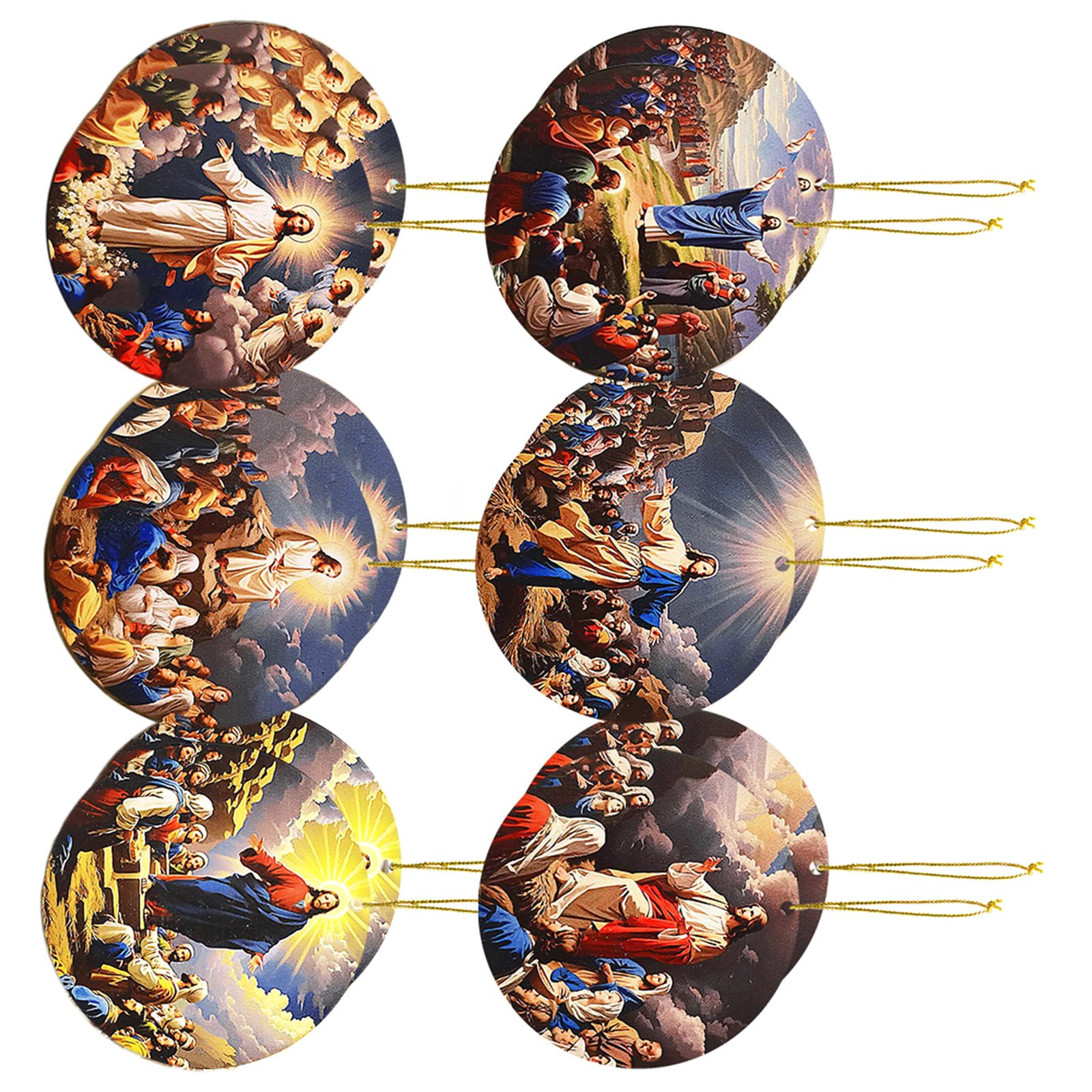 Jazuaiao 12 Pieces Wood Pendant Christmas Decoration for Tree and Fireplaces Adornment Nativity Scene Decorations Religious Christmas Decorations