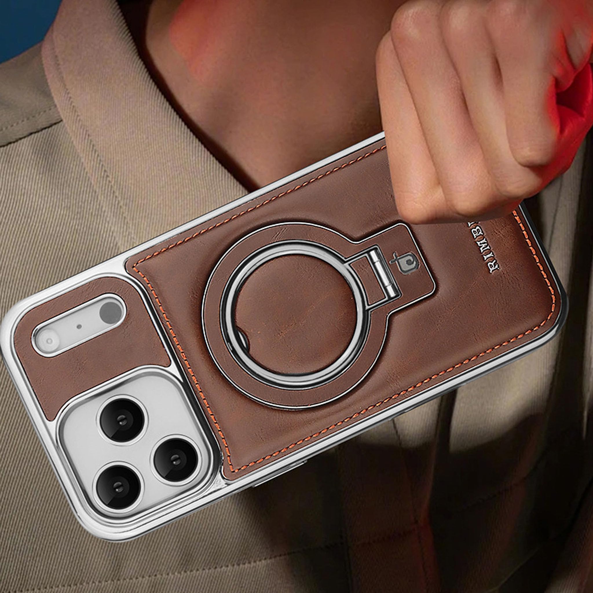 Amazon.com: Leather Phone Case with Invisible Stand for iPhone