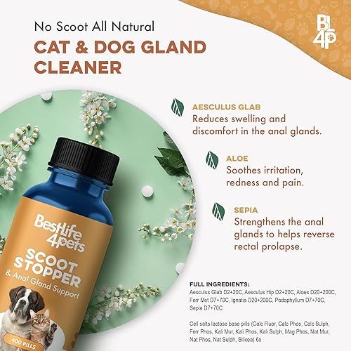 Miniatura 8 de Scoot Stopper para perros y gatos  Glándula anal natural y suplemento de apoyo digestivo para scooting, consistencia de heces, estreñimiento,