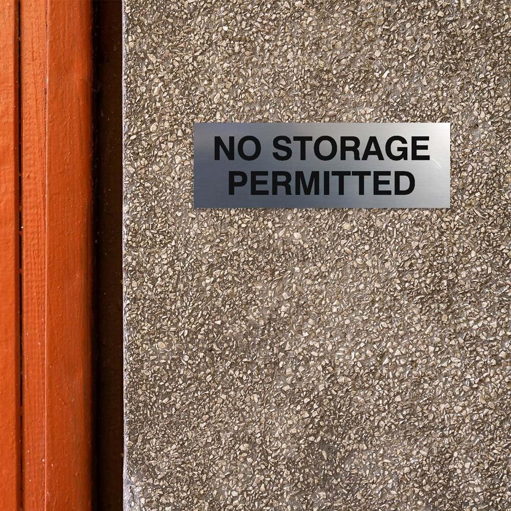 Signs ByLITA Basic No Storage Permitted Sign | Powerful Foam Tape (Black/Gold) - Large 2 Pack