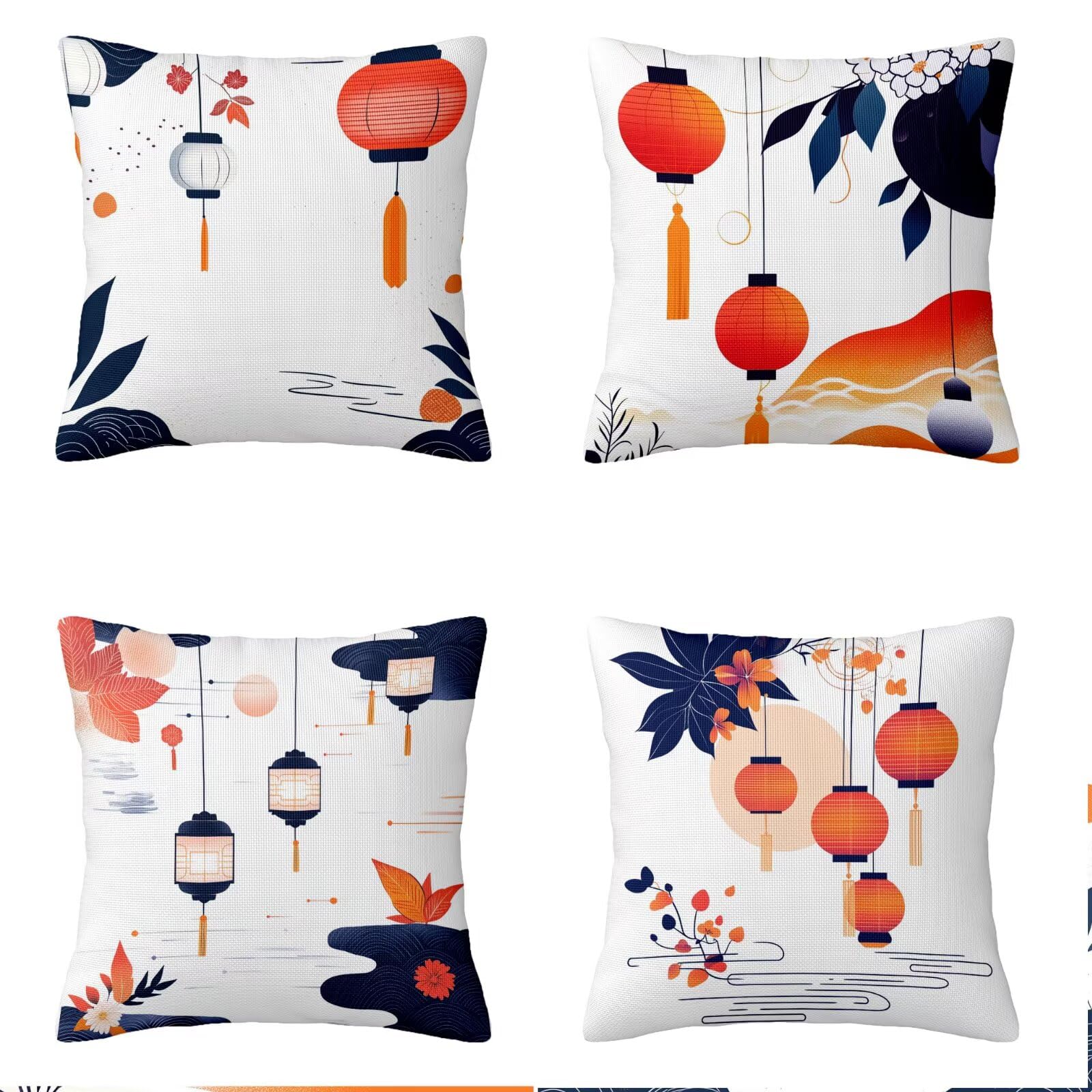 Set di 4 cuscini impermeabili da esterni, 50,8 x 50,8 cm, in velluto, stile retrò, decorativi, per mobili da giardino, divano e patio, stampa su entrambi i lati, regalo per primavera/estate/autunno