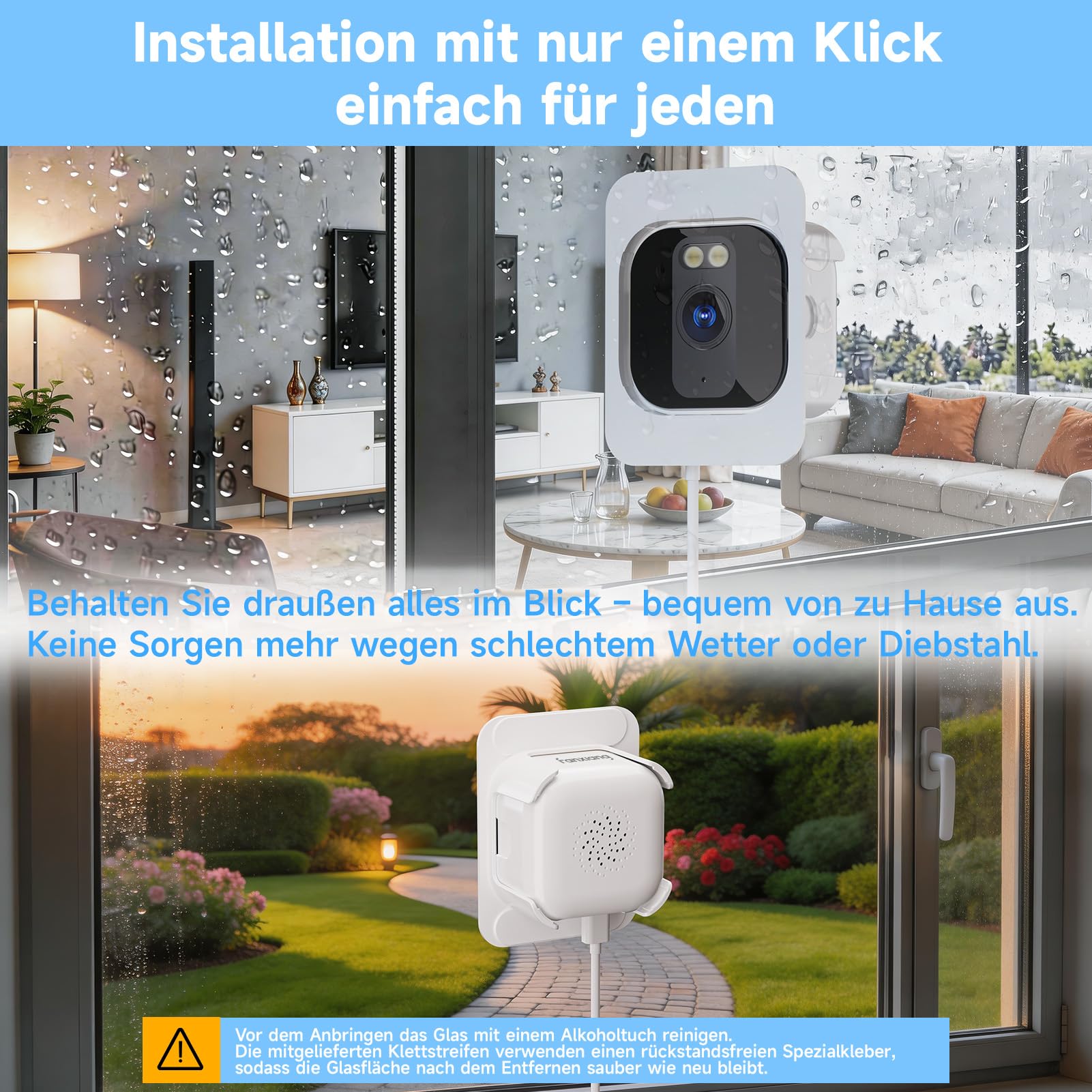 fanxiang 3MP 2K HD Fenster Kamera, WiFi & Bluetooth Überwachungskamera | Innen, Farb-Nachtsicht, 24/7-Aufnahme, Bewegungsmelder, Zwei-Wege Audio, Live Übertragung Handy, RTSP/ONVIF Unterstützung