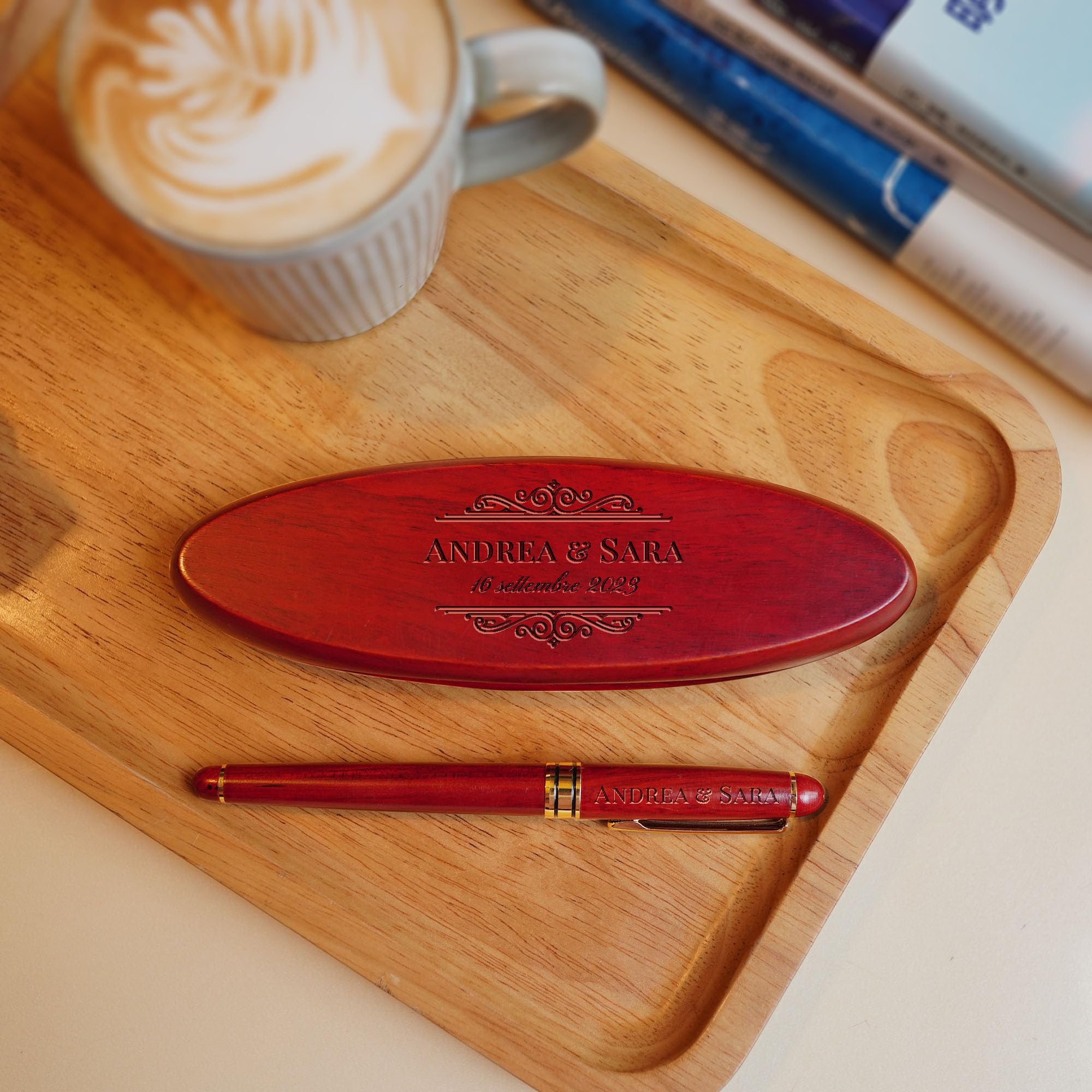 Set di penne in legno di palissandro con incisione personalizzata,Penna Stilografica Elegante e scatola regalo in legno Fountain Pen,Idee Regalo,Regali Laurea Compleanno (Classical)