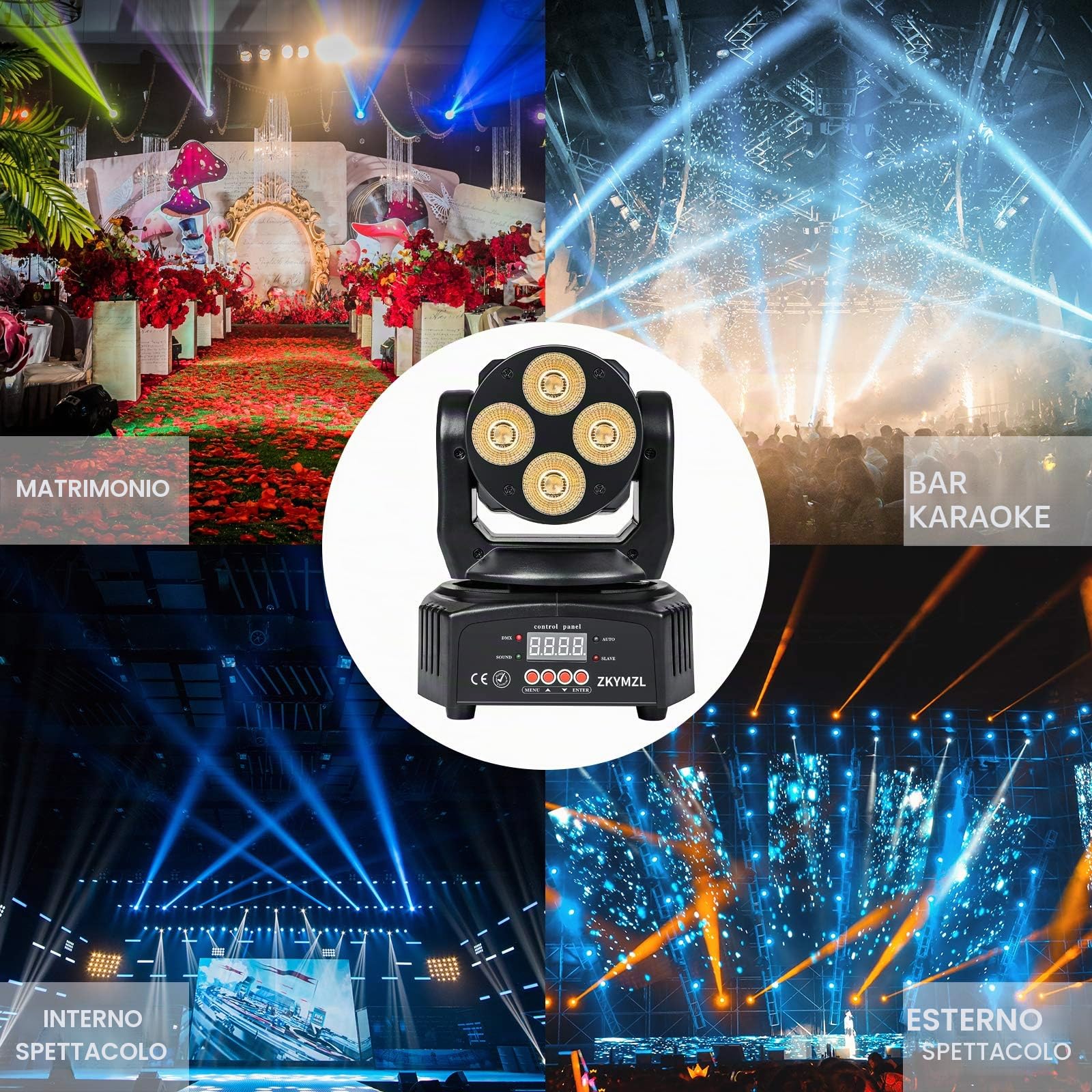 ZKYMZL - Mini lampada LED RGBWA/UV 6 in 1, 50 W, luce rotante, effetto testa mobile con DMX, per Disco, KTV, Club Party