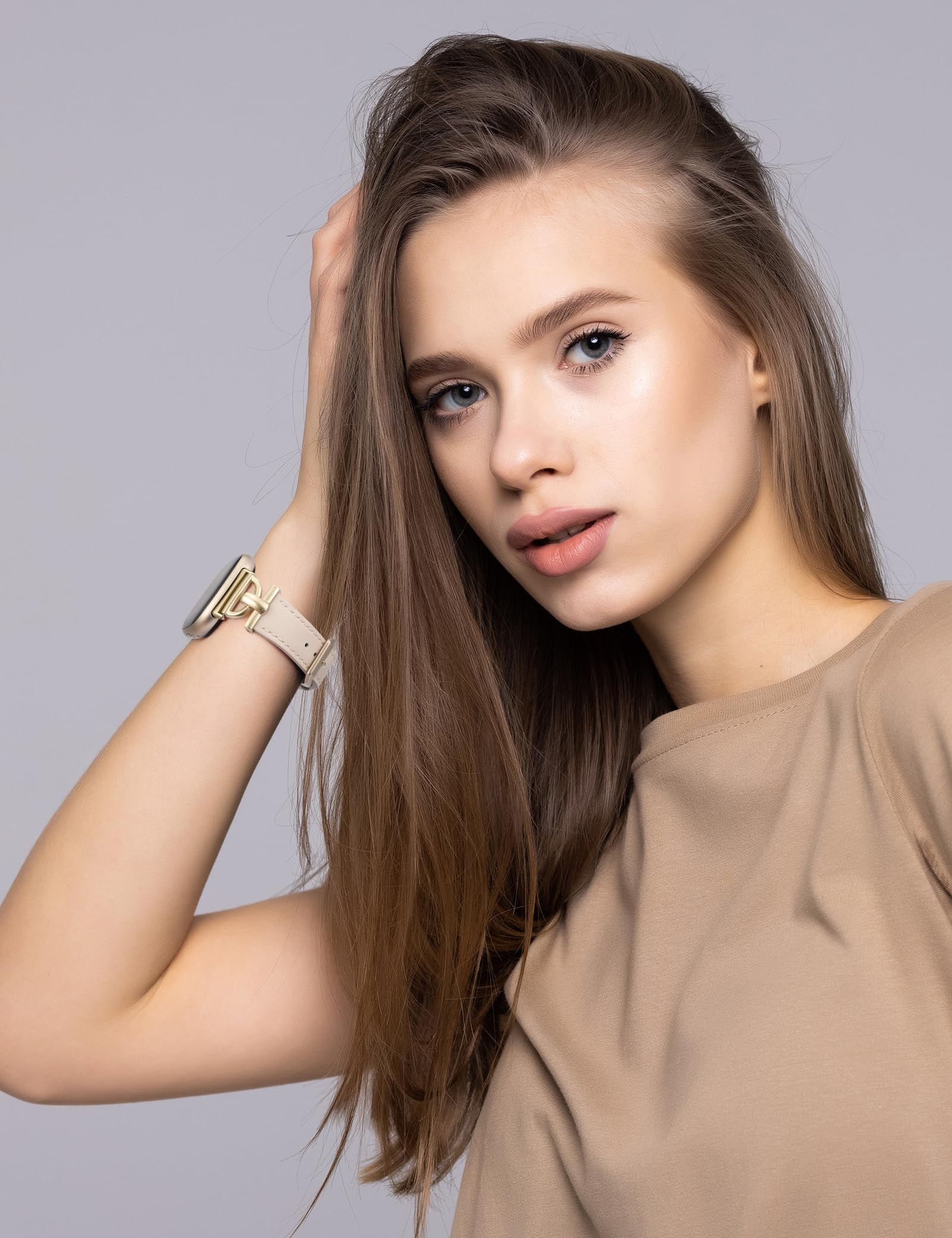 Wearlizer Pulsera de piel compatible con Fitbit Versa 4/Versa 3/Sense 2/1 pulseras para mujer, correa de cuero Dressy con hebilla de metal en forma de D para reloj inteligente Versa 3/Sense