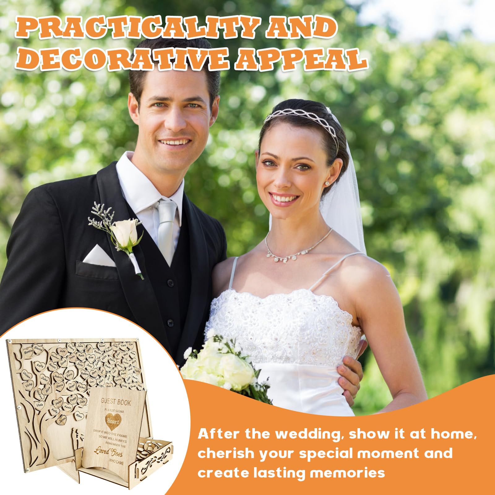 Libro degli ospiti per matrimonio alternativo personalizzato libro degli ospiti per ricevimento di nozze pratico set di libro degli ospiti di nozze con scatola di carta cuori in legno per