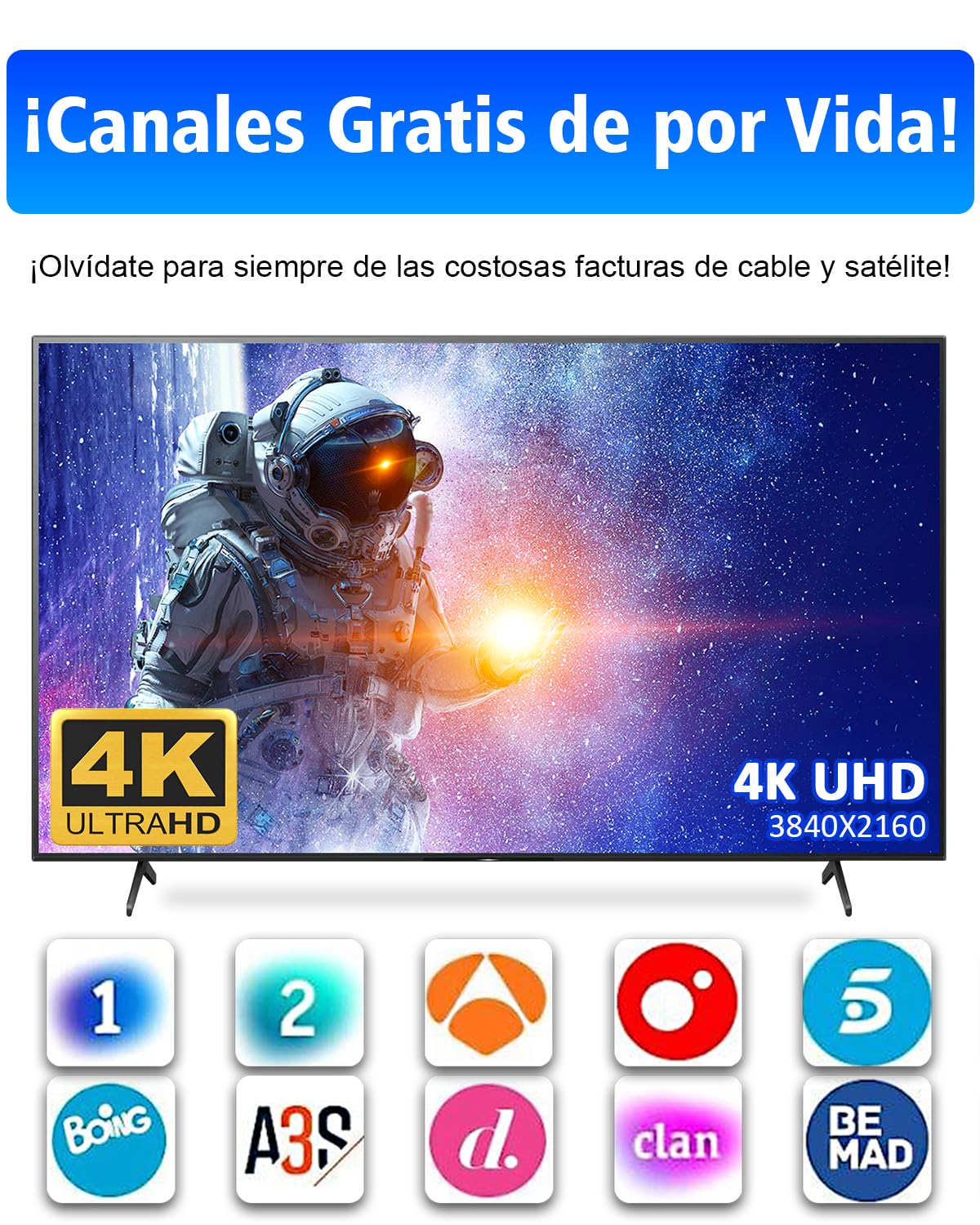 Antena TV Interior Digital 2026 – Señal Estable con Recepción 360°, Base Magnética Fuerte, Cable Coaxial de 5 m, Compatible con Smart TV 4K y 1080P, Antena TDT para Canales Locales Gratis