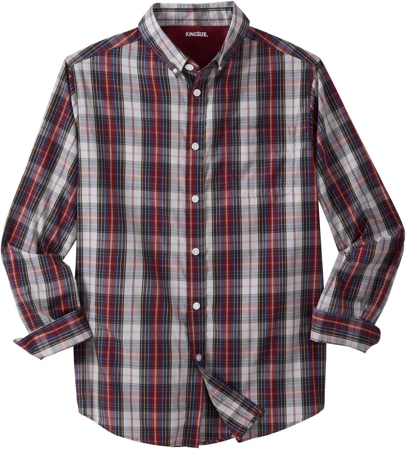 KingSize Men's Big & Tall Long Sleeve Wrinkle-Free Plaid Shirt