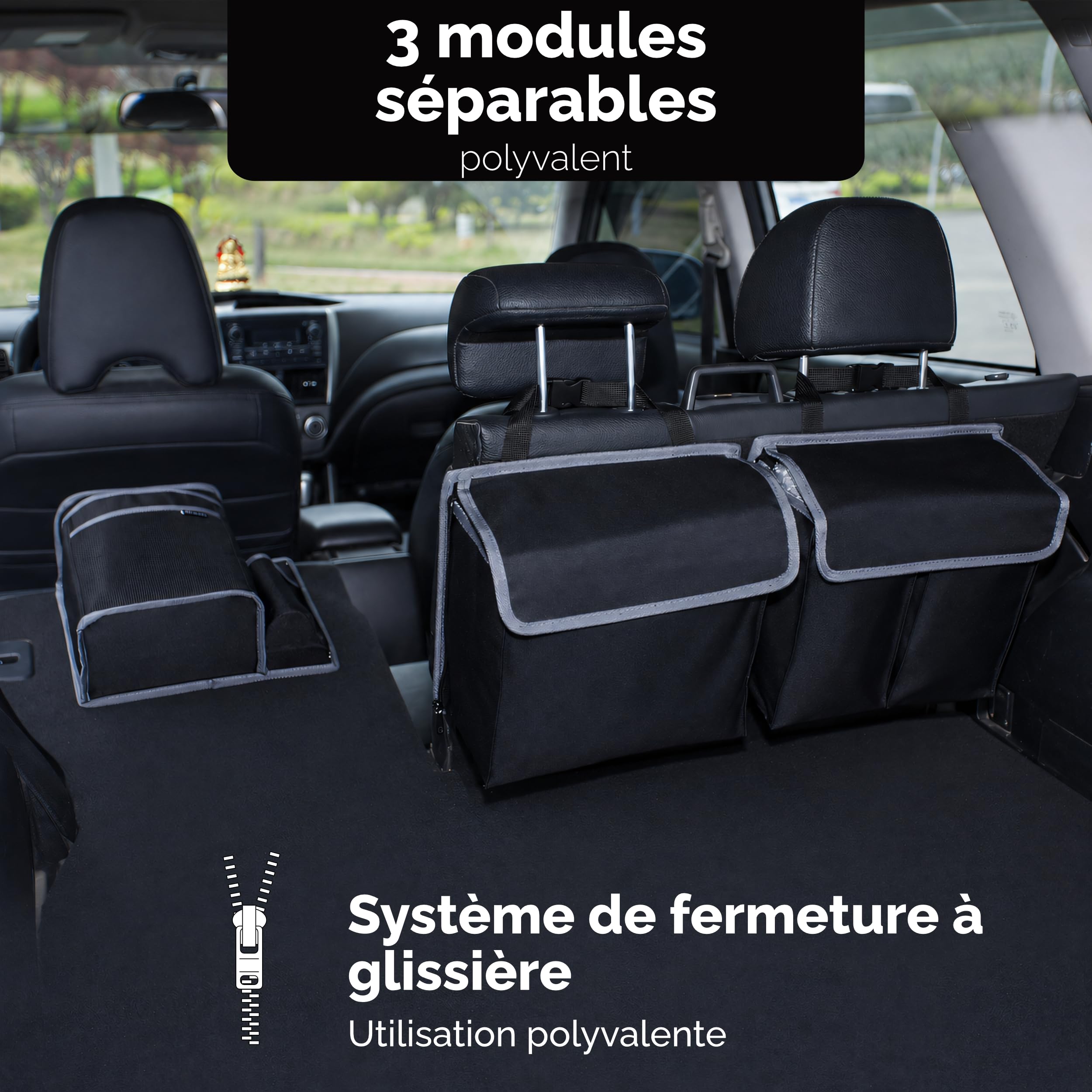 Vicera Rangement Coffre de Voiture • Organisateur Coffre Voiture avec Modules Divisibles et Sac Isotherme Intégré
