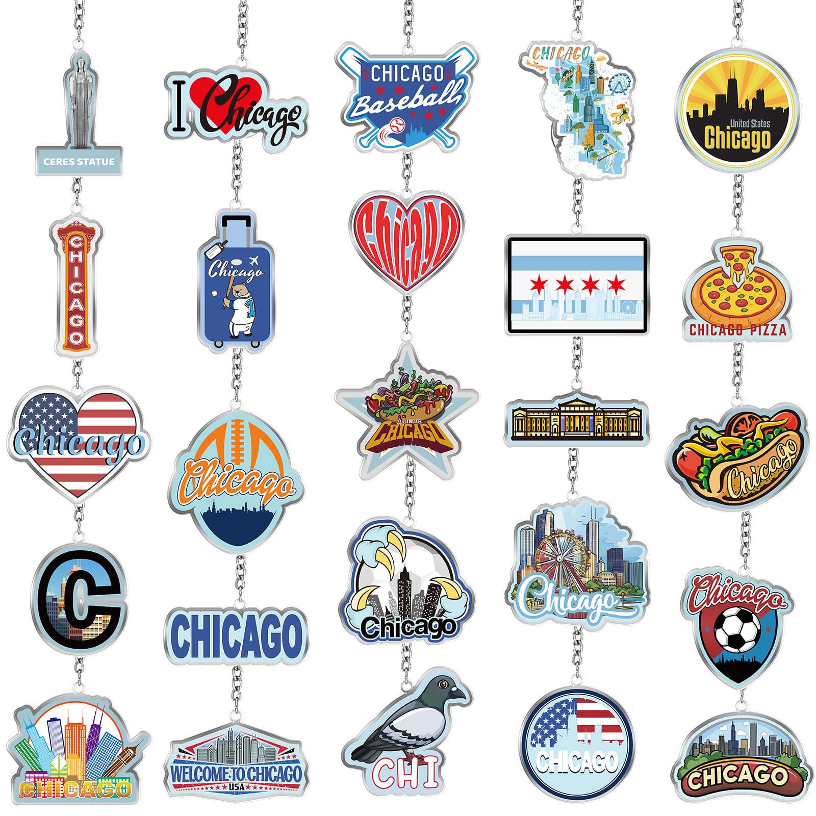 Sureio 25 Pcs USA Souvenir Keychain Gifts Bulk California Los Angeles