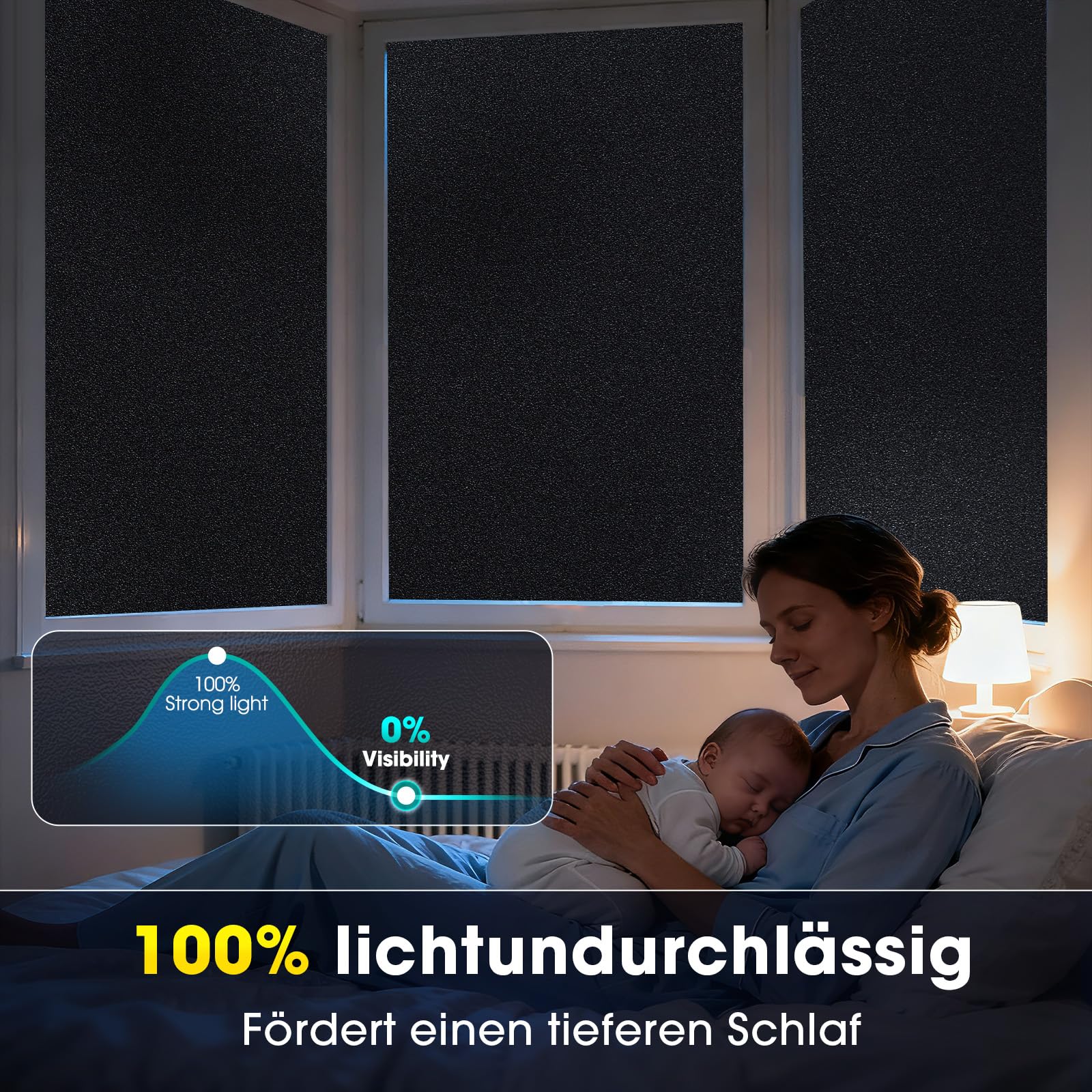 Lifetree Pellicola autoadesiva per finestre, opaca, colore nero, con elevata privacy, pellicola statica, per camera da letto, bagno, pellicola adesiva, 60 x 200 cm