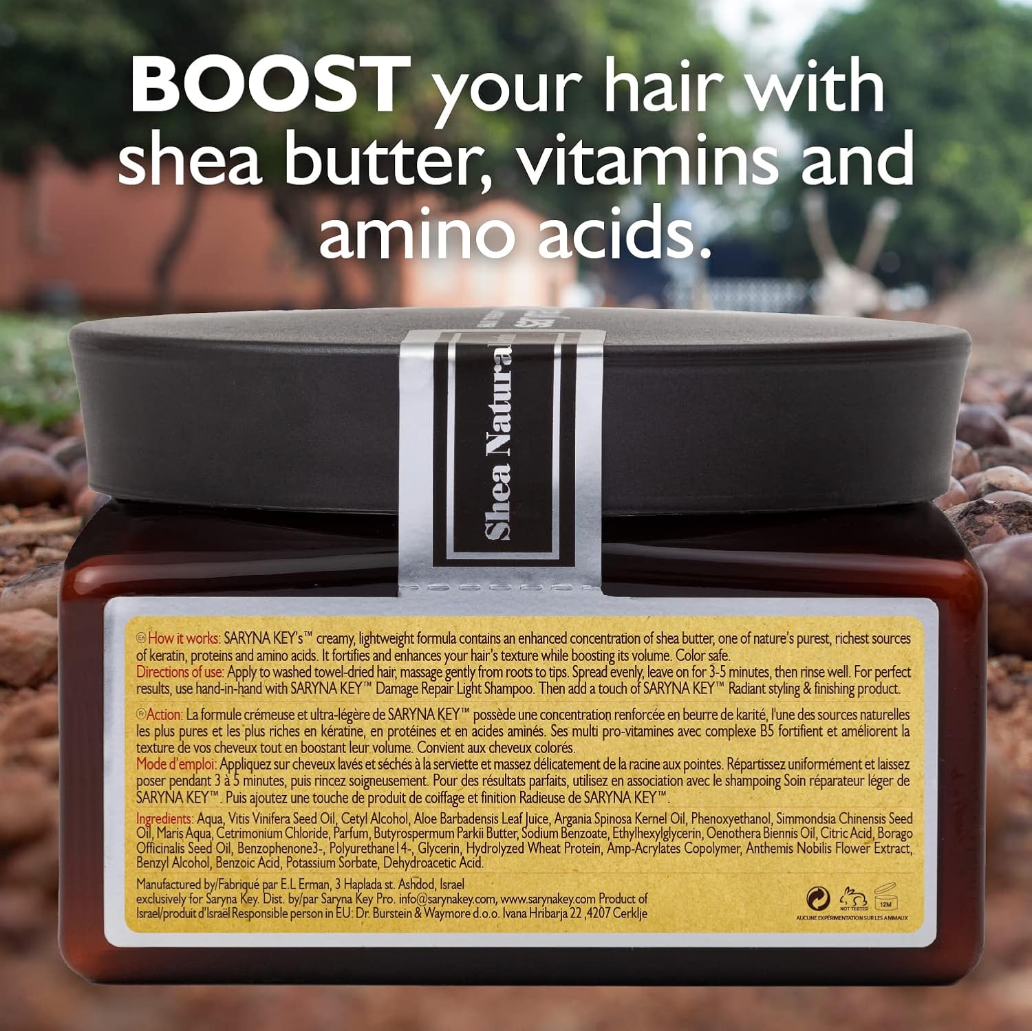 Saryna Key Light Damage Repair Treatment Butter Mask - African Shea Butter for Dry Hair Treatment - Rejuvenating Butter Moisturizer with Natural Keratin and Vitamins A, E, F(300ml/10.14oz) - Image 2