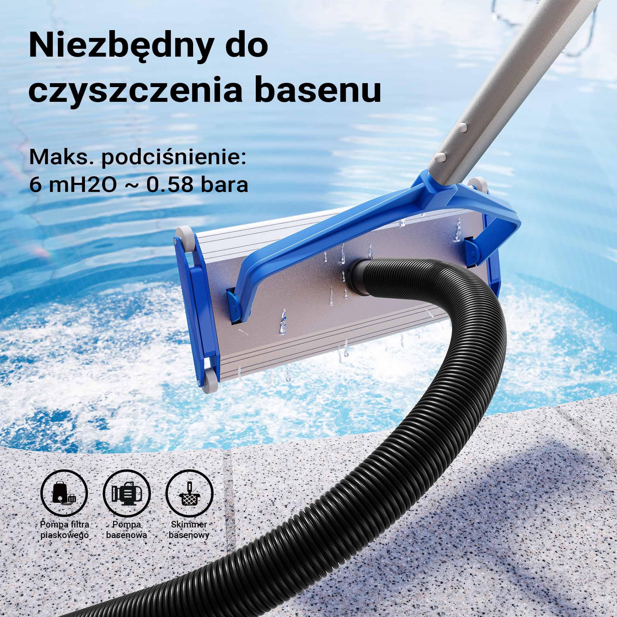 Wiltec Wąż do basenu o długości 21 m, Ø 32 mm czarny wąż ssący do pompy basenowej z mufami, wąż solarny - Made in EU