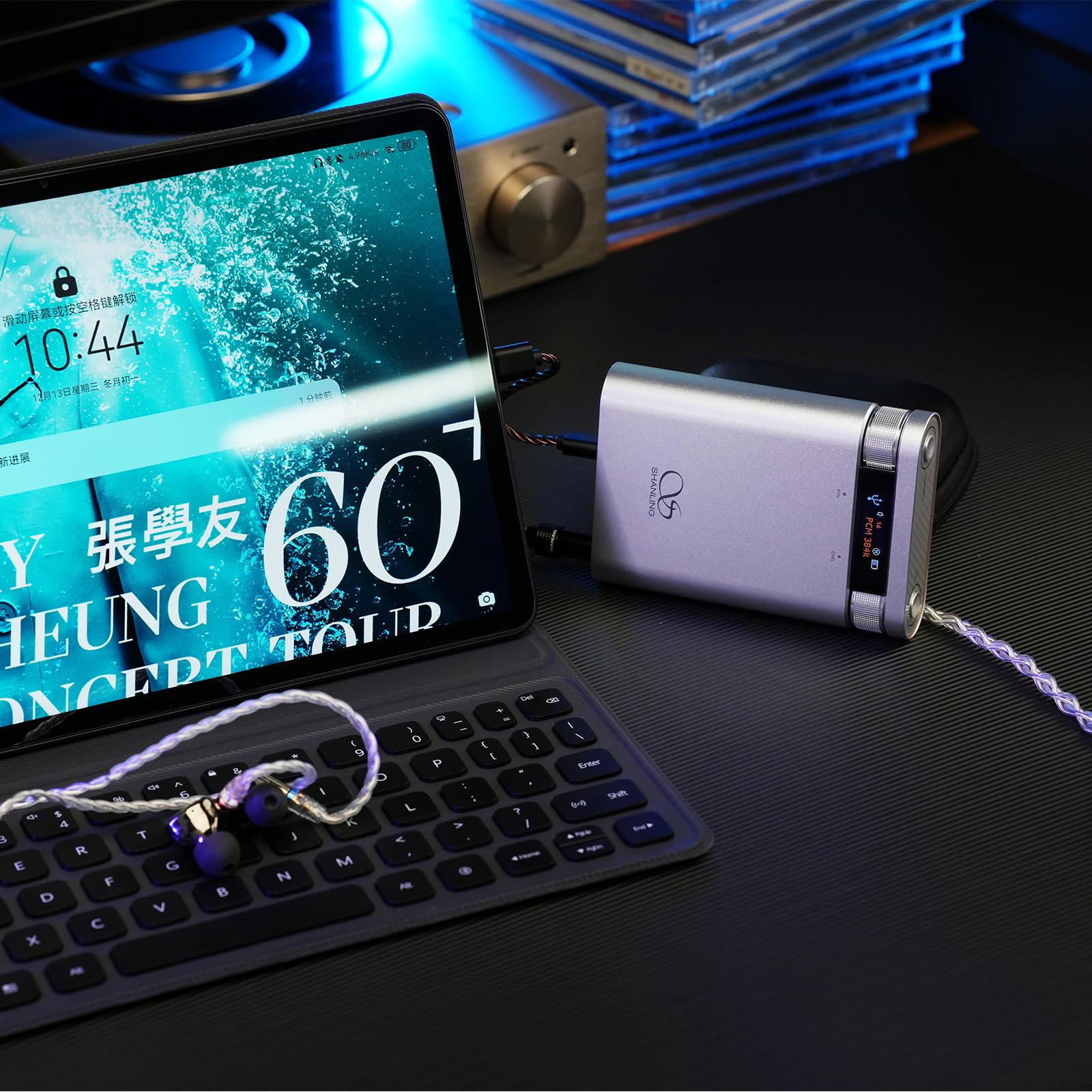 Shanling H2 Decoder - Amplificatore per cuffie All-in-One, Bluetooth 5.0, DAC 43198, USB XU208, 3,5 mm + uscita bilanciata da 4,4 mm, display con batteria, riproduzione locale (argento)