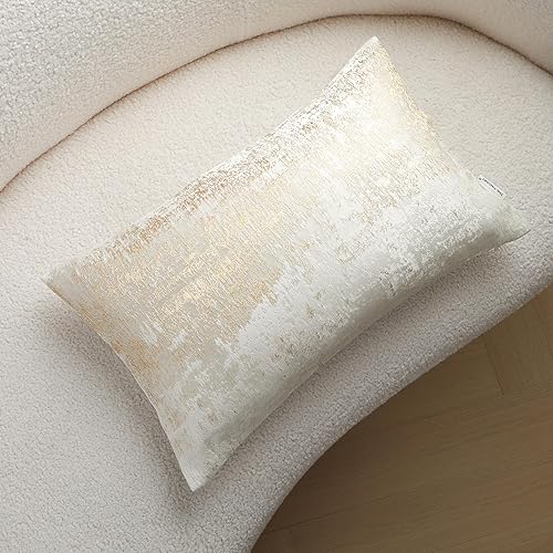 Miniatura 9 de THE-TINOART Fundas de almohada grises de 24 x 24 pulgadas, fundas de almohada doradas con salpicaduras negras y grises jacquard, fundas de cojín de