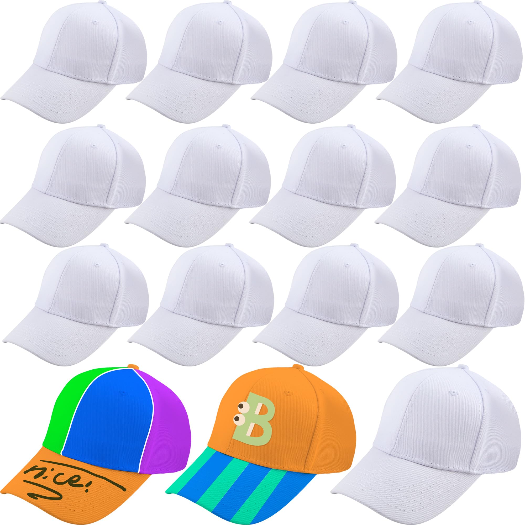 SGBETTER 15 Pack Adult Baseball Hats Blank Baseball Cap Adjustable Plain Baseball Cap Bulk for Men Women Outdoor Sports