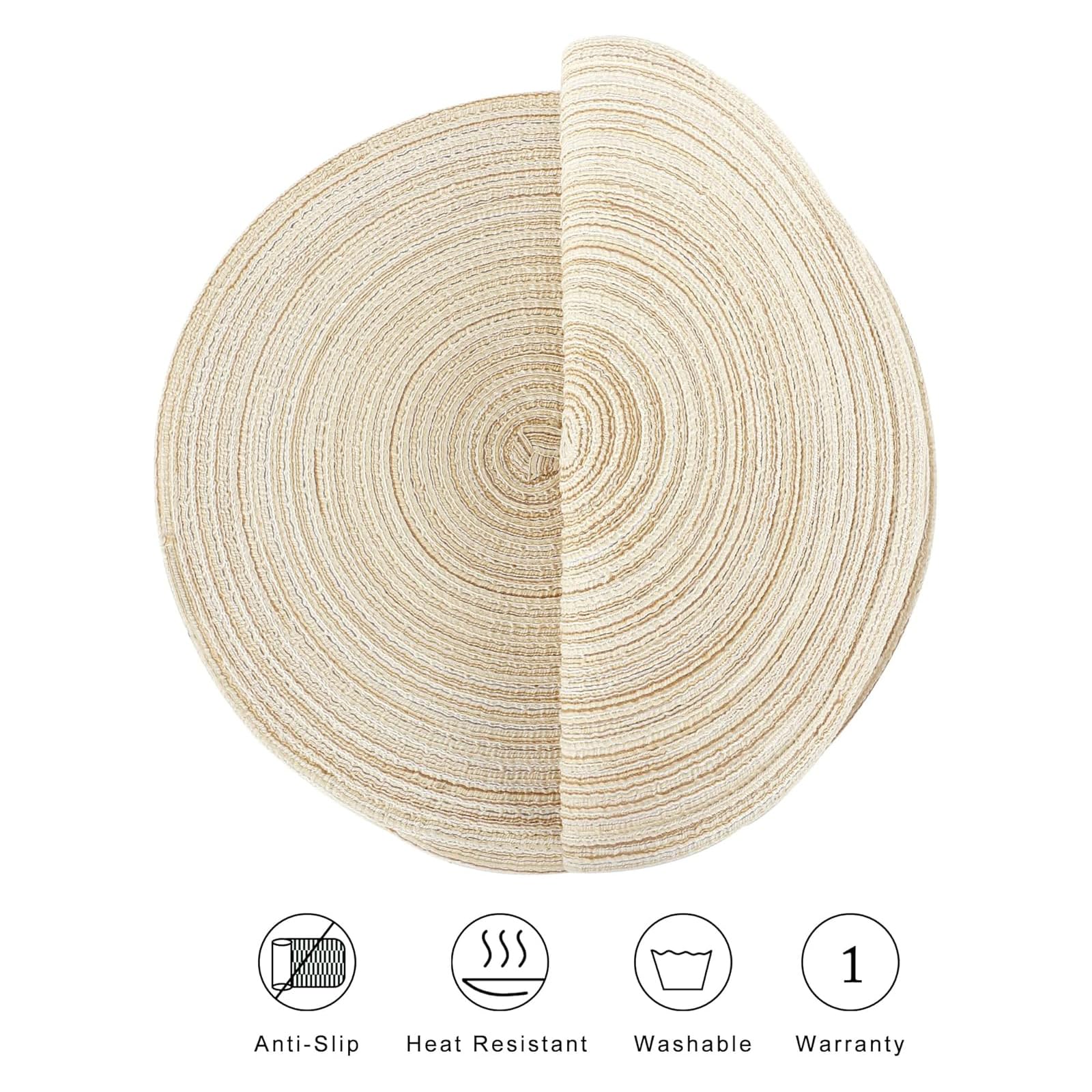 8 Piezas Manteles Individuales Redondos Lavables 38 cm Trenzado, Place Mats for Dining Table, Antideslizante Salvamanteles Mantel Individual Redondo Beige para la Mesa de Cocinaa — view 7