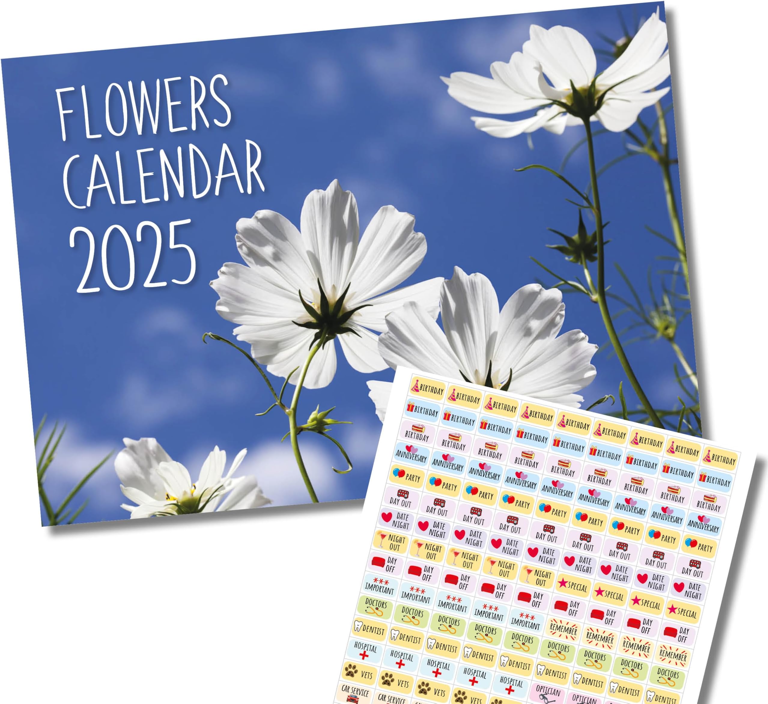 2025 A4 Flowers Calendar. One Month to View. A3 when open. Wall Calendar UK by Absolutely Yours.