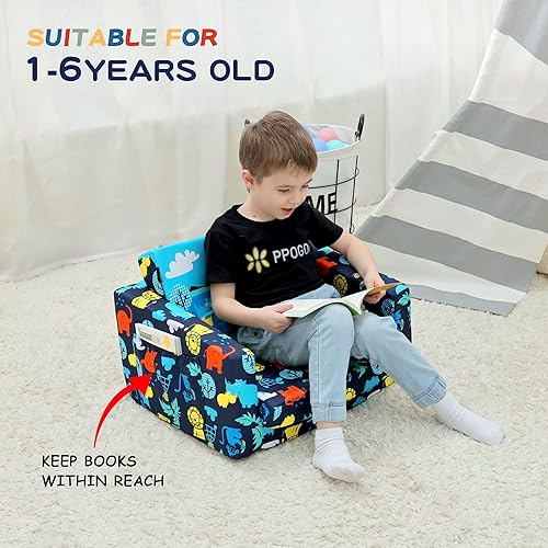 Miniatura 4 de MallBest Sofá cama para niños sillón tapizado para bebé silla para fiestas de pijamas reclinable abierto rosa rojocastillo