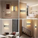 Lumières murales extérieures modernes 18W LED Les luminaires muraux IP65 Lampes murales en aluminium noir imperméables 3000K Éclairage mural Hallway pour jardin de porch
