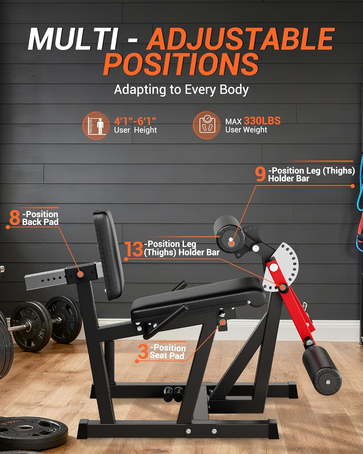 Leg Extension And Curl Machine , 700Lbs Capacity Seated Leg ...