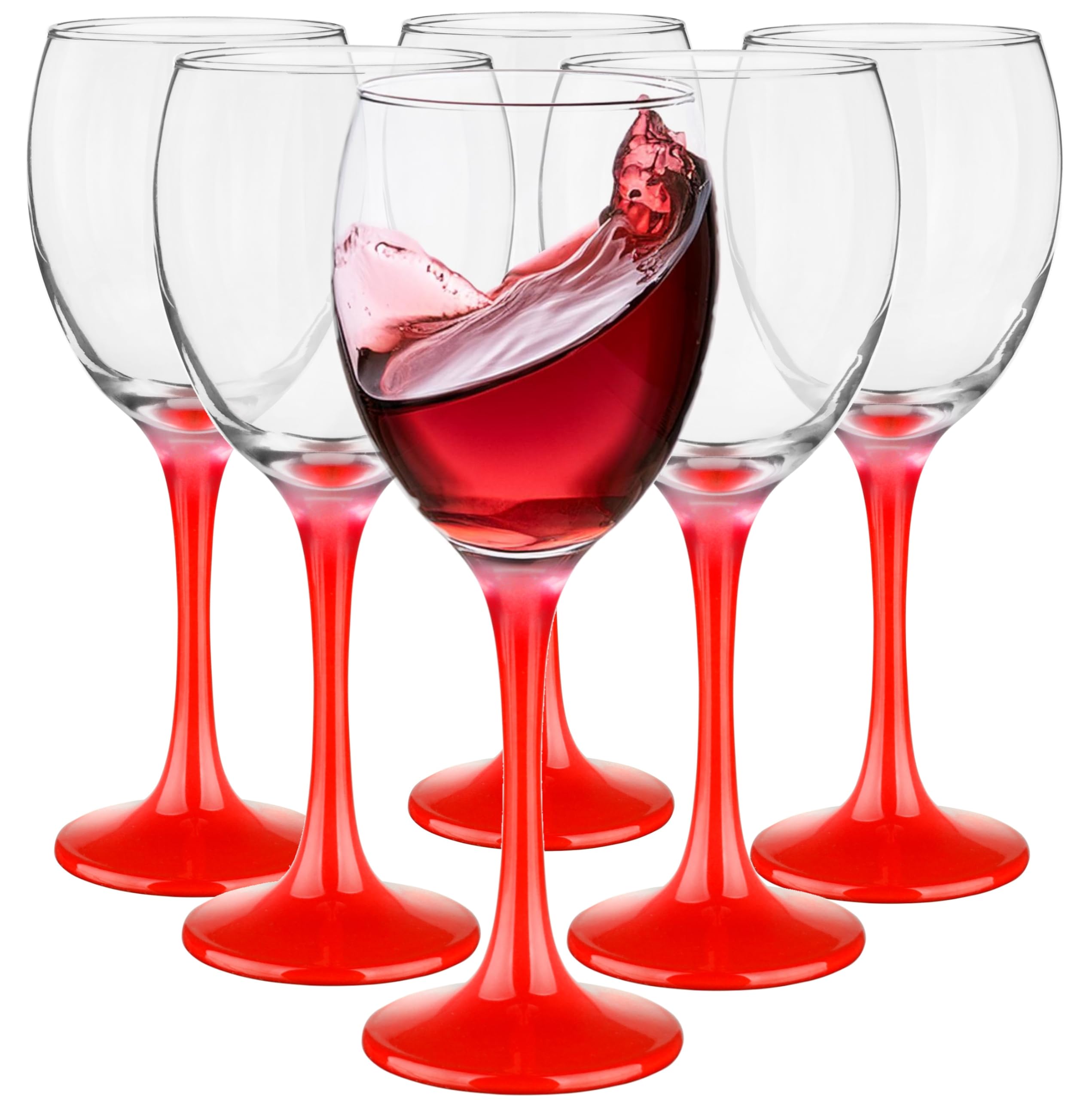 Glasmark Krosno Wine Glass Red Wine Glasses Set Glasses for Red Wine White Wine Red Wine Glass Red Wine Glasses White Wine Glasses Wine Goblet Glass Dishwasher Safe Red 6 x 300 ml