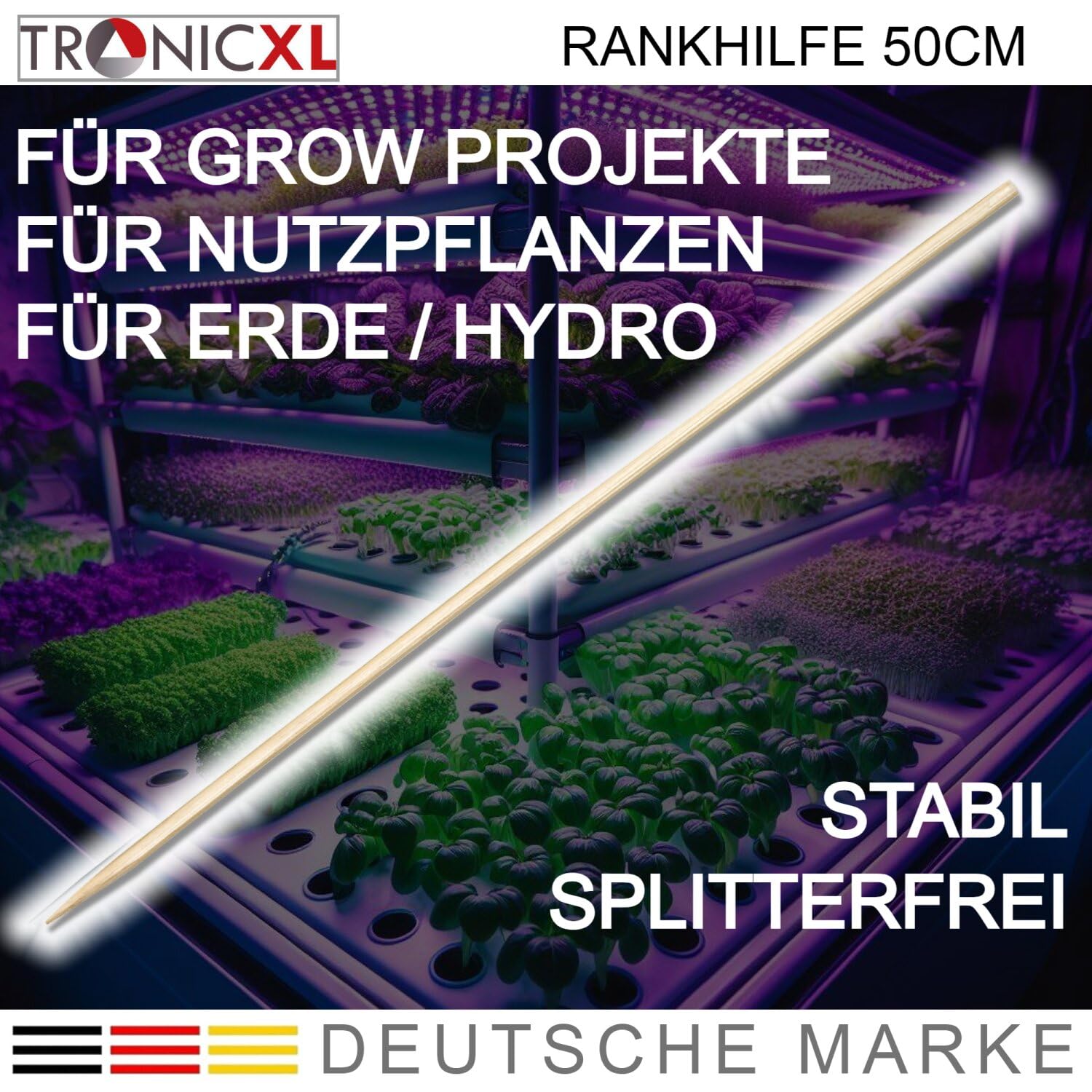 TronicXL 2000x Bambus Grower Grow Pflanzstäbe Rankhilfe Holz Rankstäbe Pflanzen Anzucht Aufzucht Stecklinge für Growbox Zelt Schrank Box Keimen Sämlinge Zubehör