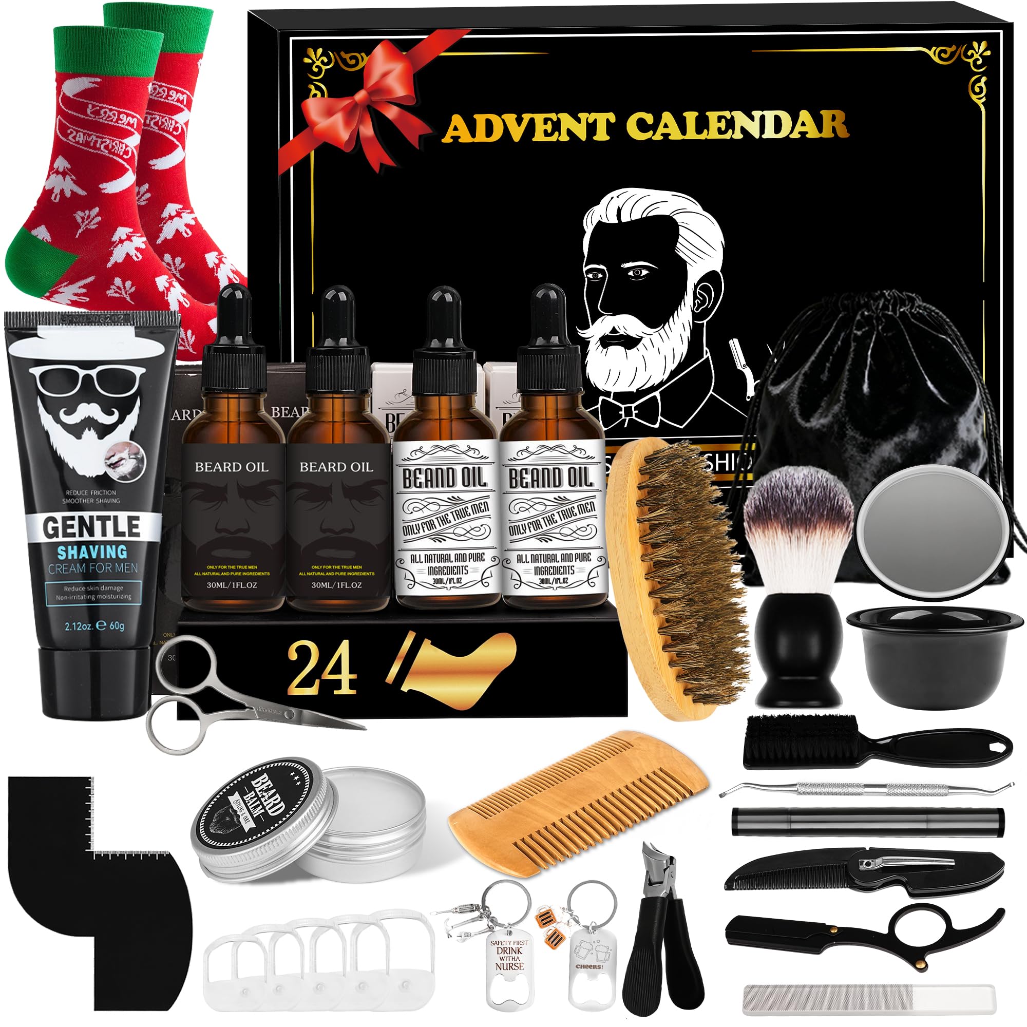 Adventskalender 2025 Männer: Weihnachtskalender 2025 - Adventskalender Männer mit Bartpflege Bartbürste u.v.m für Vater, Großvater, Bruder, Freund