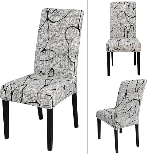 Miniatura 3 de JQinHome Juego de 6 fundas estampadas para sillas de comedor, de alta elasticidad, extraíbles y lavables, para silla Parsons en casa, fiesta, hotel,