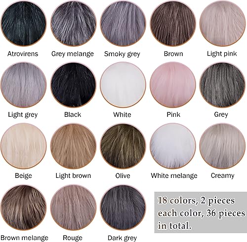 Miniatura 10 de SIQUK 36 pompones de piel sintética para manualidades, pompones esponjosos, pompones de piel de zorro sintética con lazo elástico para sombreros,