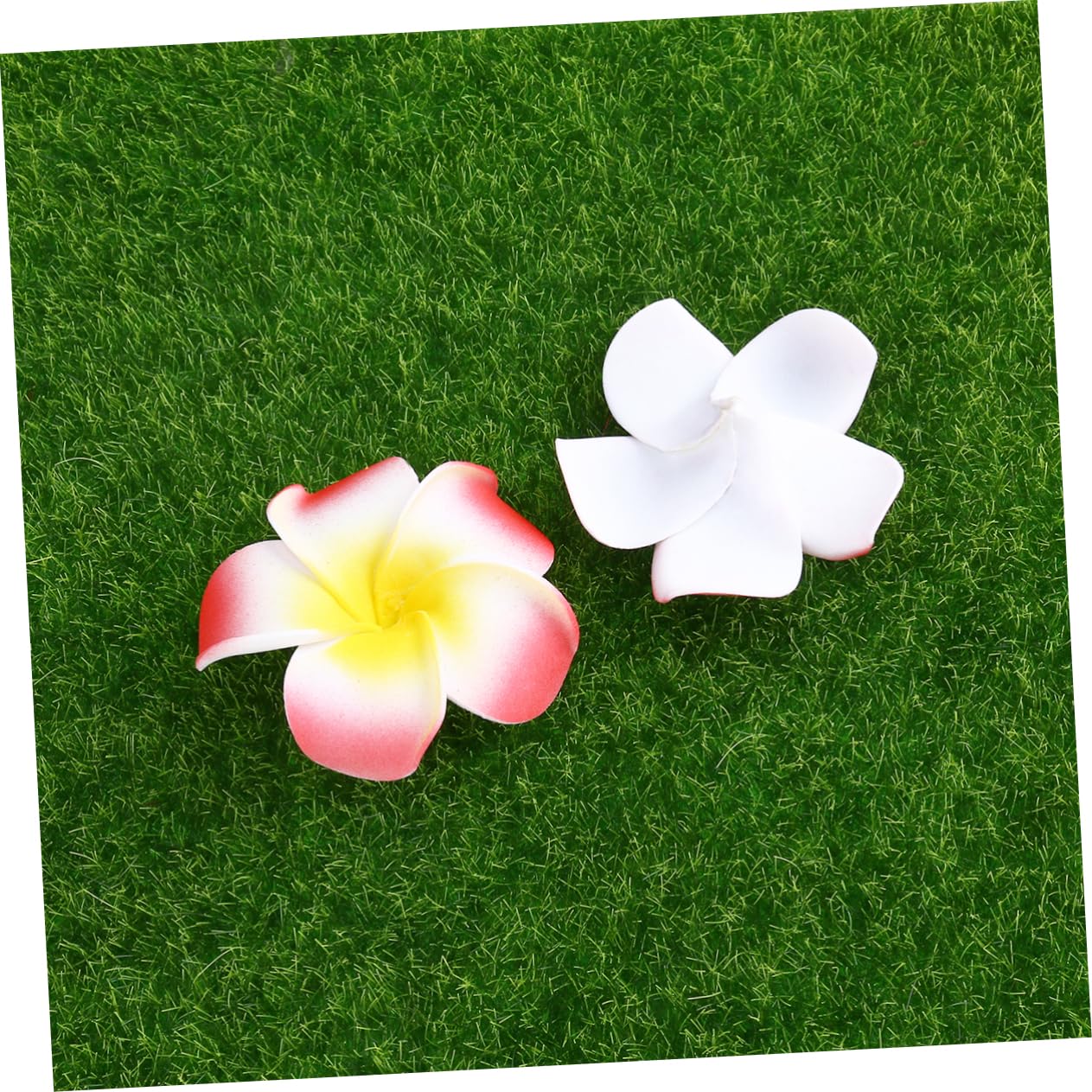 PRETYZOOM 3 Set Decorativi 6 Cm Fiori Artificiali Hawaiani Plumeria Rossa Per La Festa Di Nozze Casa 100 Pezzi * 3